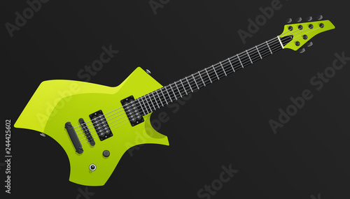Modern Green Electric Guitar. Easy Color Change. Vector EPS10
