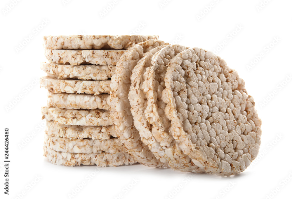 Crunchy rice cakes on white background. Healthy snack Crunchy rice cakes on white background. Healthy snack