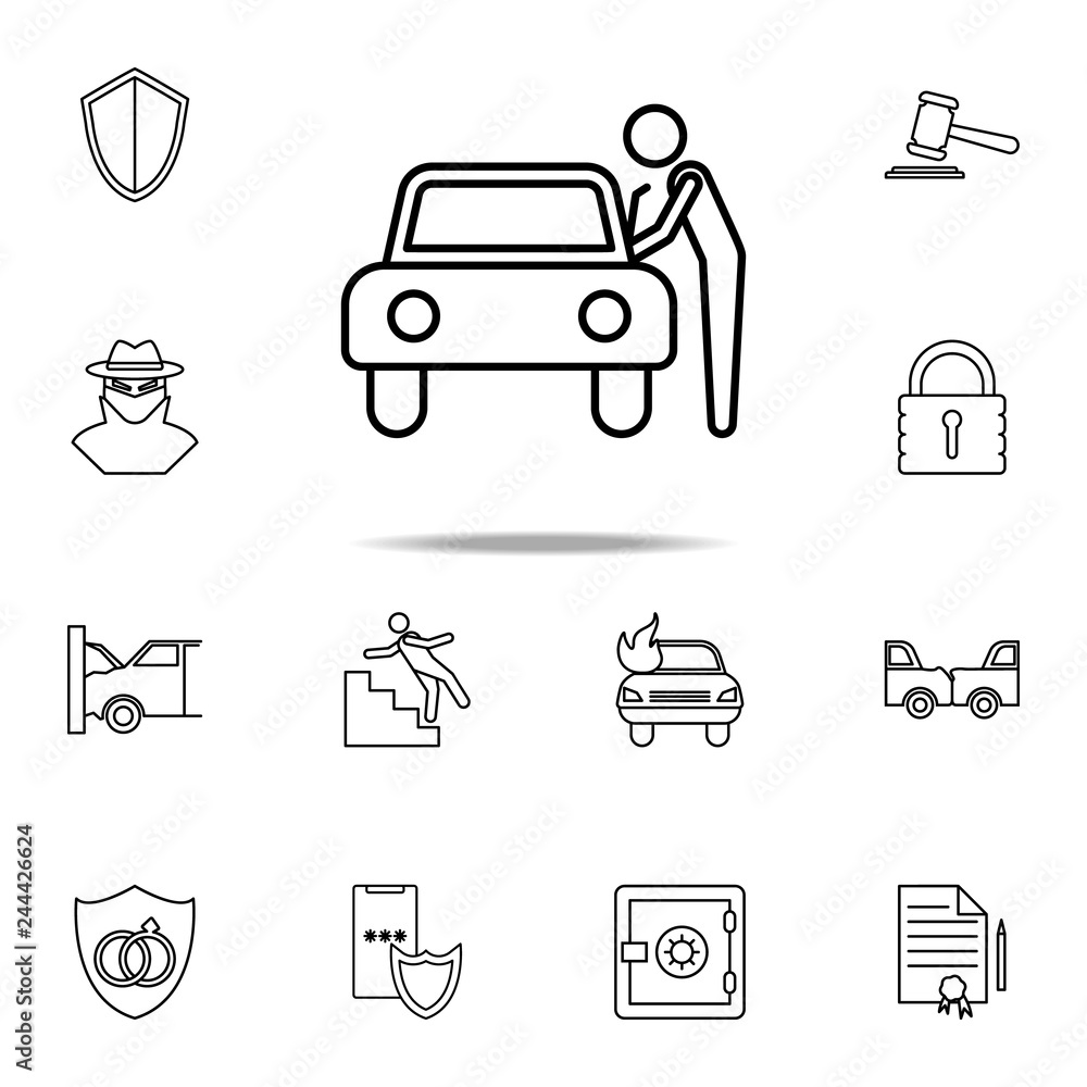 car theft line icon. Insurance icons universal set for web and mobile