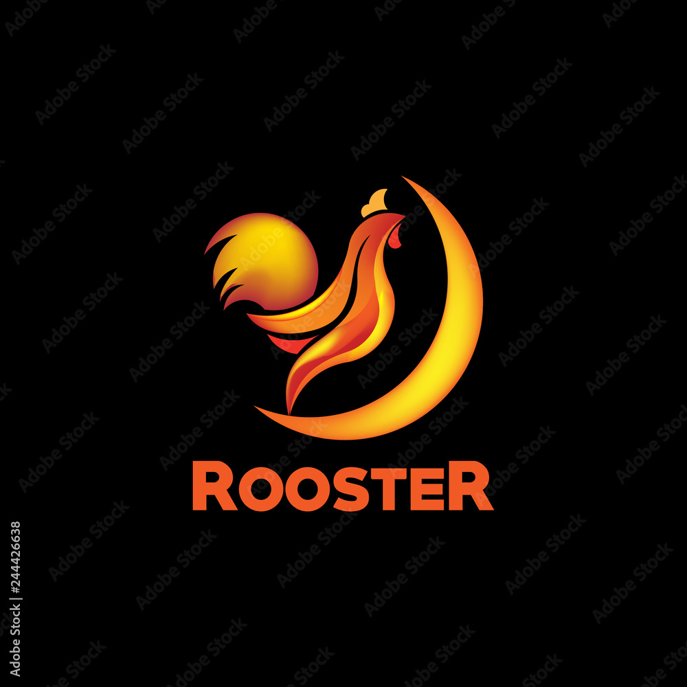Obraz premium Rooster Logo Vector Template Design Illustration
