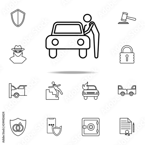 car theft line icon. Insurance icons universal set for web and mobile
