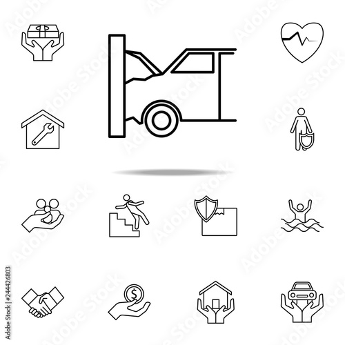 car accident line icon. Insurance icons universal set for web and mobile