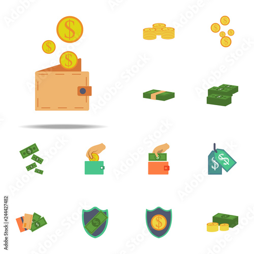 pennies and a purse colored icon. Banking icons universal set for web and mobile