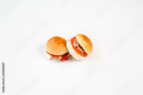 small burger with white background