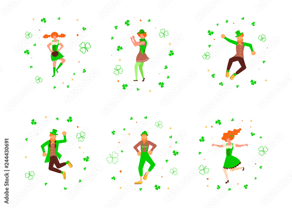 Naklejka premium 8592158 Cute cartoon leprechauns