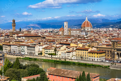 Palazzo Vecchio Cityscape Arno River Florence Tuscany Italy.