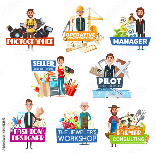 Profession and job search icons, staff hiring