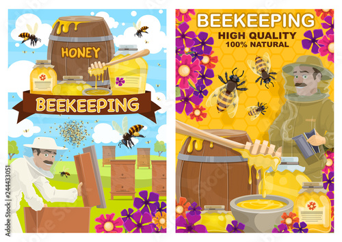 Beekeeping equipment, honey farm bee and beekeeper