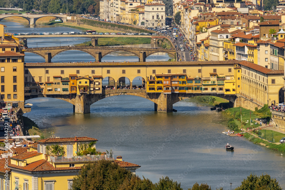 Ponte Vecchio Bridge Reflections Arno River Florence Tuscany Italy