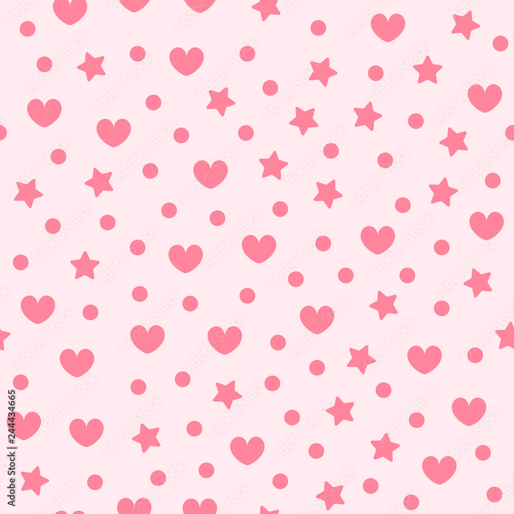 Heart pattern with stars and dots. Seamless vector Heart pattern with stars and dots. Seamless vector