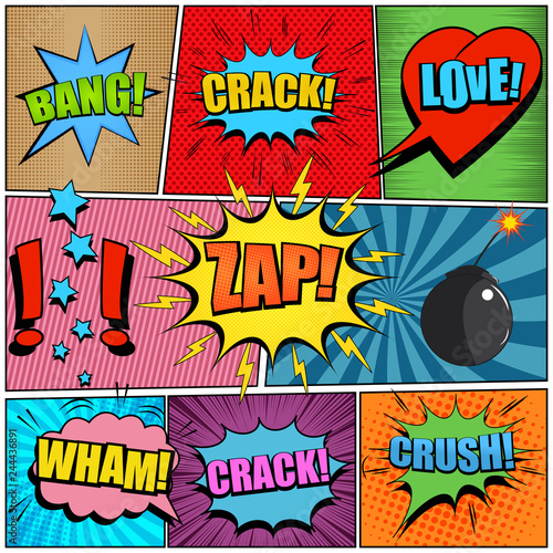 Comic book page colorful background