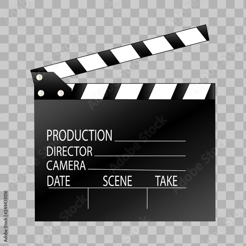 Clapper board on transparent background.