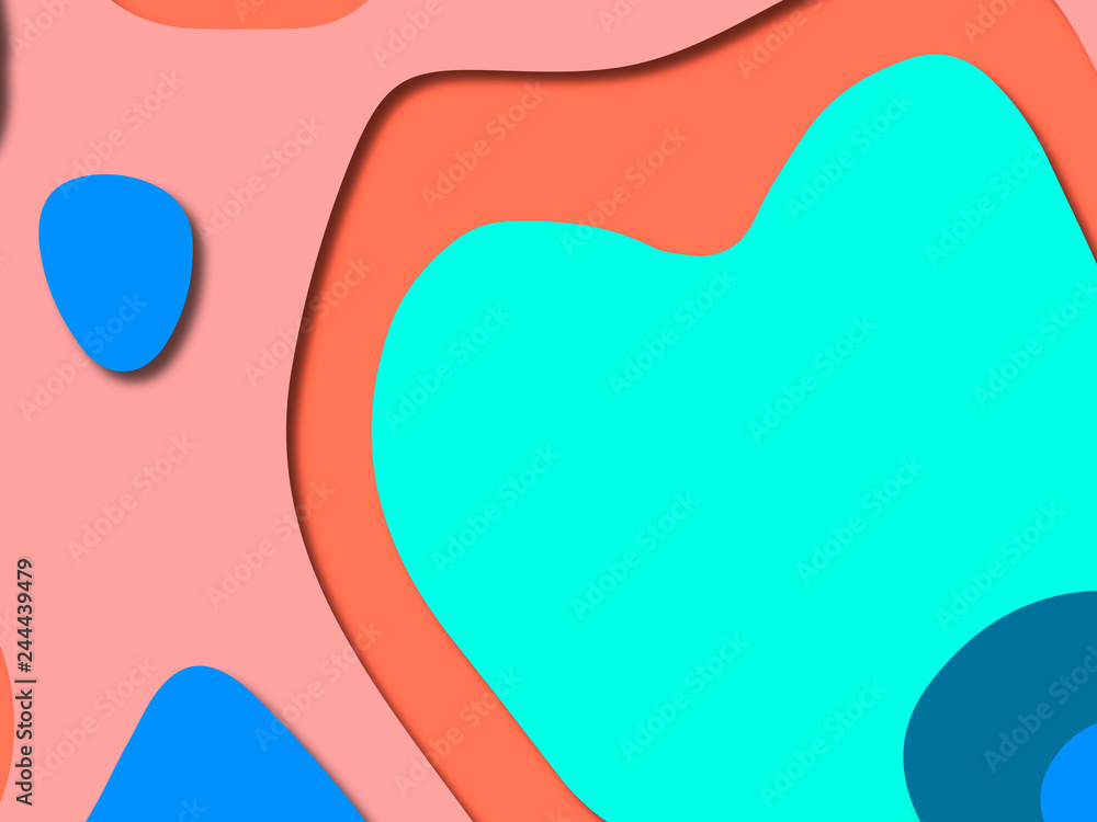 Paper art cartoon abstract waves. Paper carve background. Modern origami design template.Paper cut background. Abstract realistic paper decoration for design textured