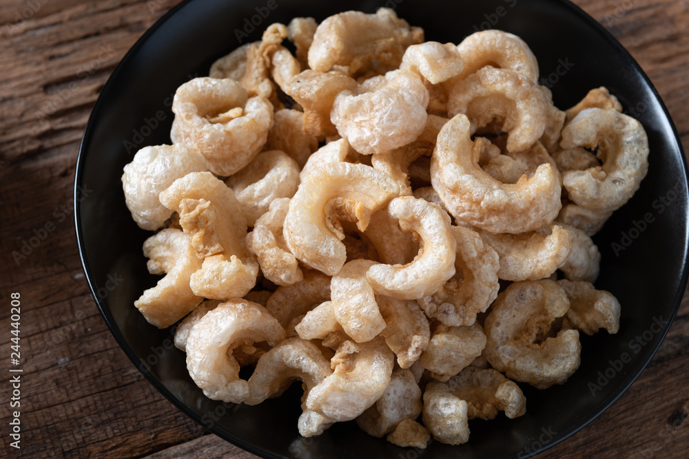 Pork rinds also known as chicharon or chicharrones , kab moo Pork rinds also known as chicharon or chicharrones , kab moo