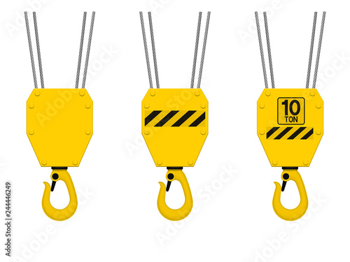 Isolated lower hook of hoist on transparent background