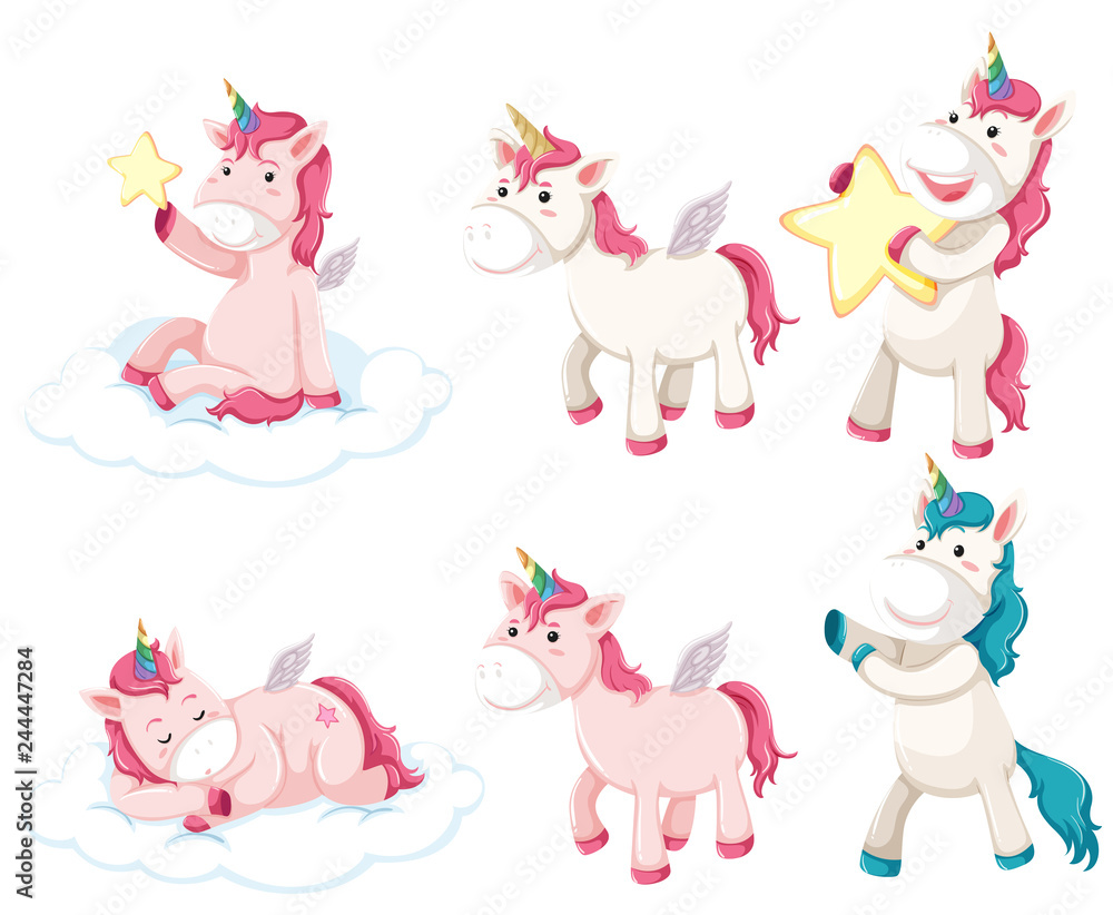 Set of unicorn character