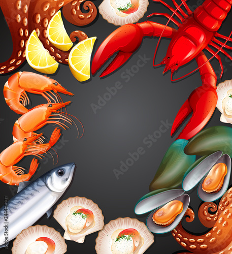 Fresh seafood set banner