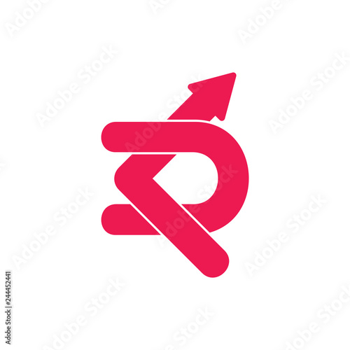 abstract letters kd arrow up logo vector