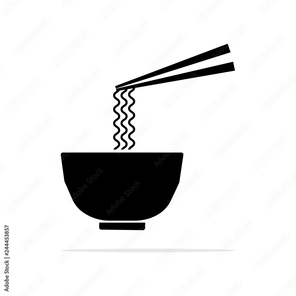 Noodle Bowl and Chopsticks icon. Vector concept illustration for design. Noodle Bowl and Chopsticks icon. Vector concept illustration for design.