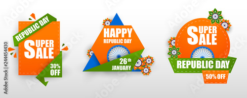 Fototapeta Naklejka Na Ścianę i Meble -  Sale Promotion Advertisement banner for 26th January, Happy Republic Day of India