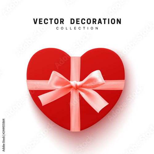 Gifts box. Isolated realistic gift presents in heart shape view top.