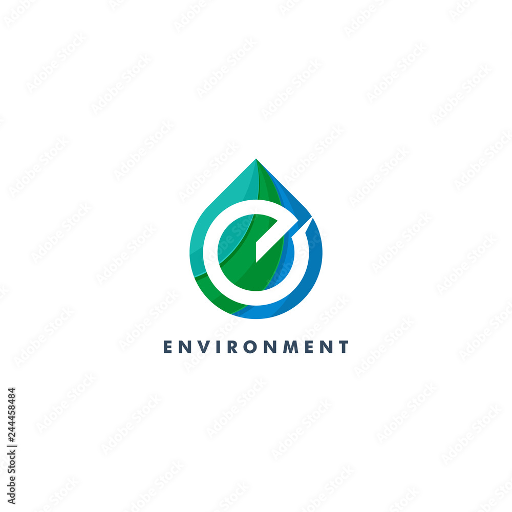 Letter E Environmental logo. Water drop icon vector illustartion Letter E Environmental logo. Water drop icon vector illustartion