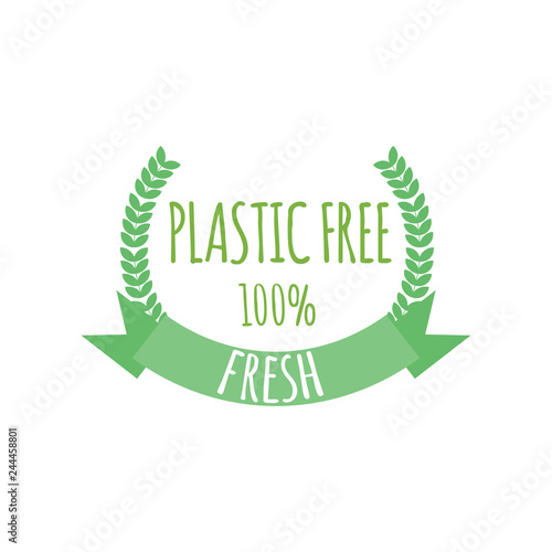 Plastic free organic products stickers, Eco friendly template concept.