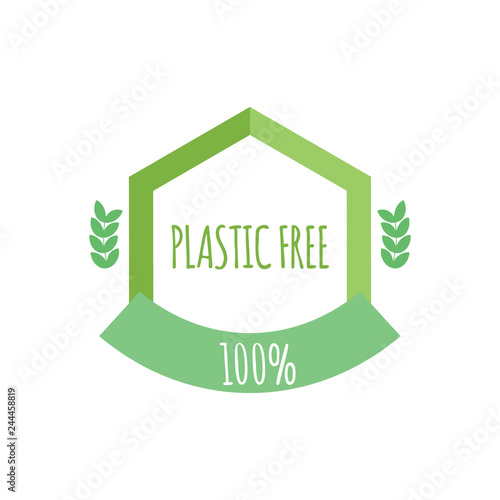 Plastic free organic products stickers, Eco friendly template concept.