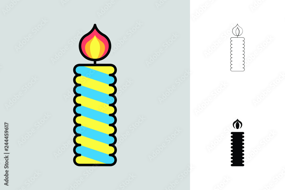 Candle icon with three different styles Candle icon with three different styles