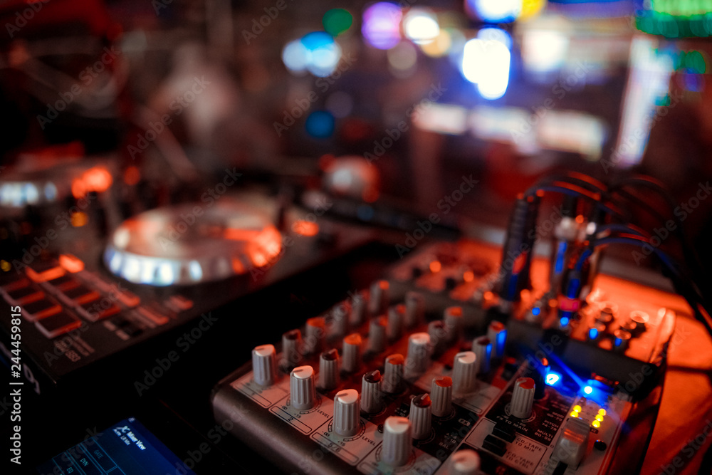 DJ console at the nightclub. Nightlife DJ console at the nightclub. Nightlife