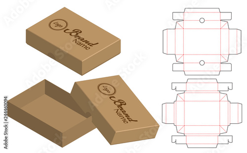 Box packaging die cut template design. 3d mock-up