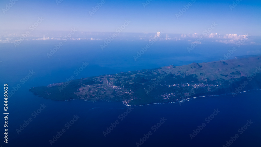 Aerial panoramic view to Pico island, Azores, Portugal
