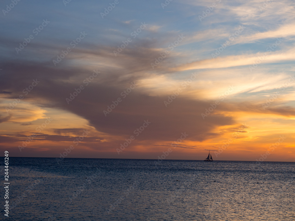 Cloudy sunset in Aruba