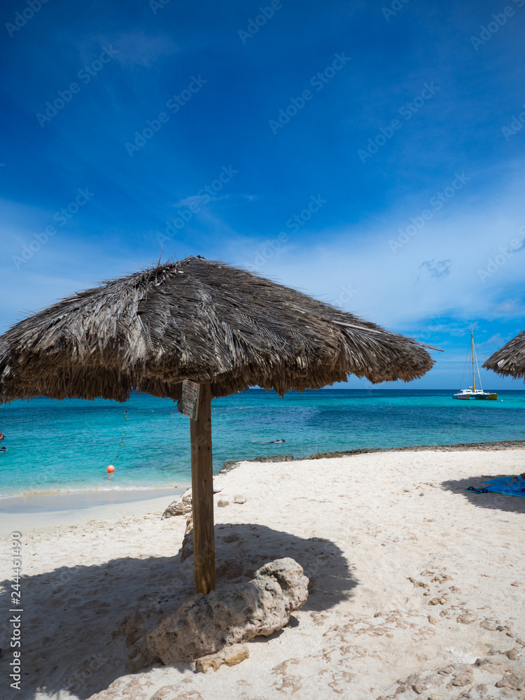 Tropical Aruba Beach and umbrella