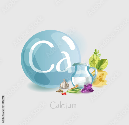 Calcium in food. Natural organic foods high in calcium. Time for health.
