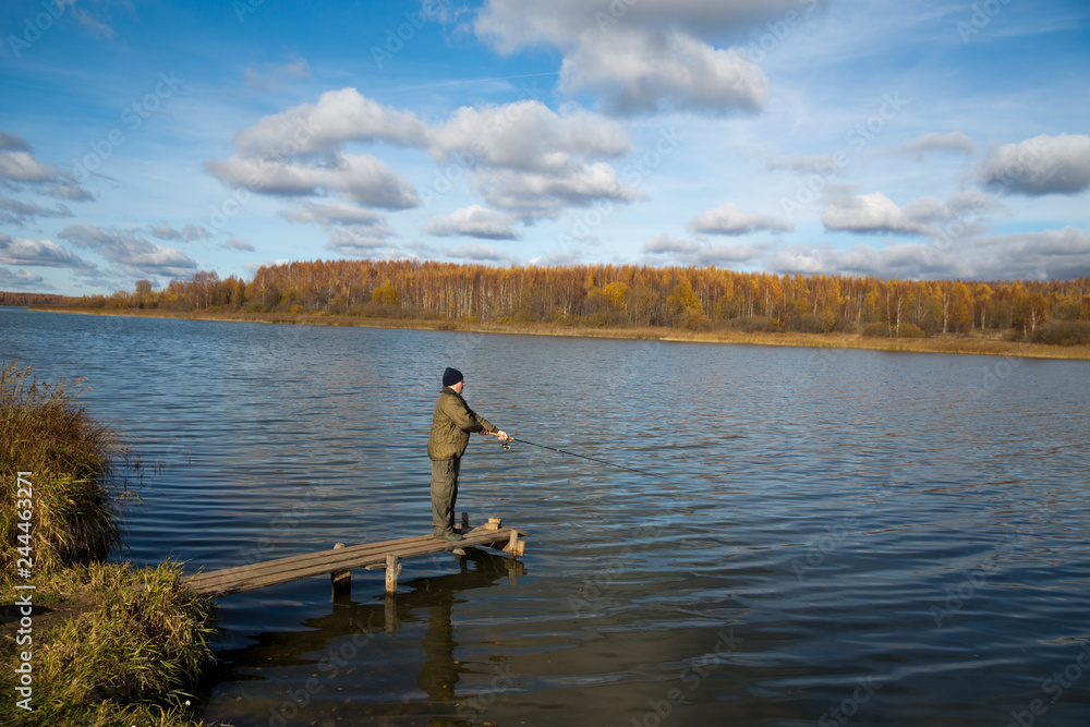 Autumn fishing on the lake