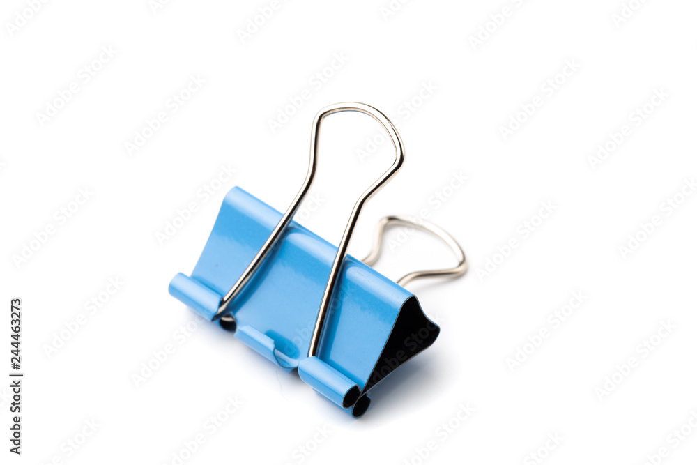 blue paper clip isolated on white background blue paper clip isolated on white background