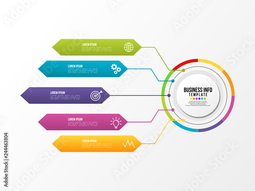 Business Infographics Element Vector Design Template. Data Visualization Timeline with circles, steps, number options most useful can be used for workflow layout, presentation, diagram, annual reports