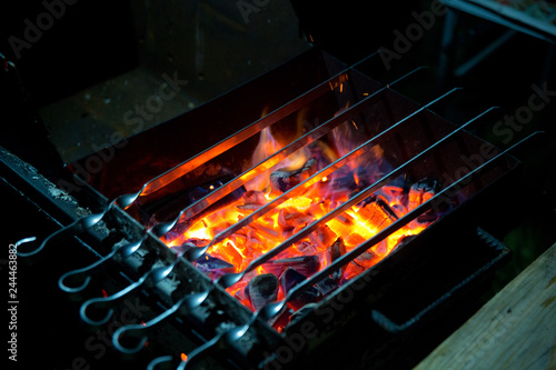 Grill with burning coals