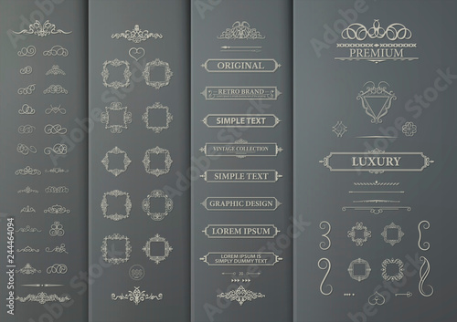 Decorative elements on gray cardboard for decoration