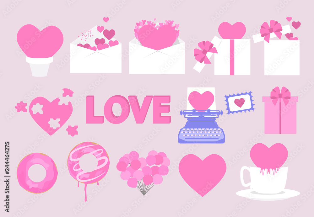 Valentine's day icons set. Editable vector illustration 