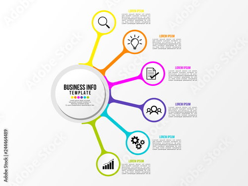 Business Infographics Element Vector Design Template. Data Visualization Timeline with circles, steps, number options most useful can be used for workflow layout, presentation, diagram, annual reports