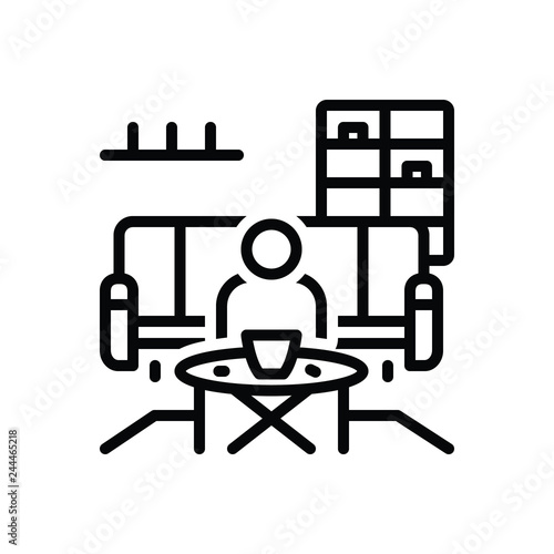 Black line icon for tearoom 
