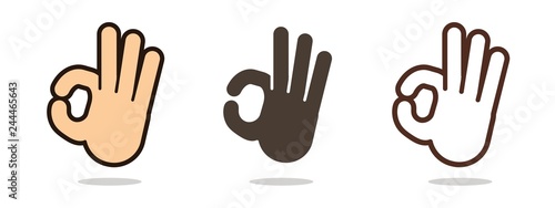 Hand language, OK sign cartoon graphic vector.