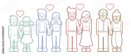 Family love, People holding hands,Couple Love Valentine cartoon graphic vector.