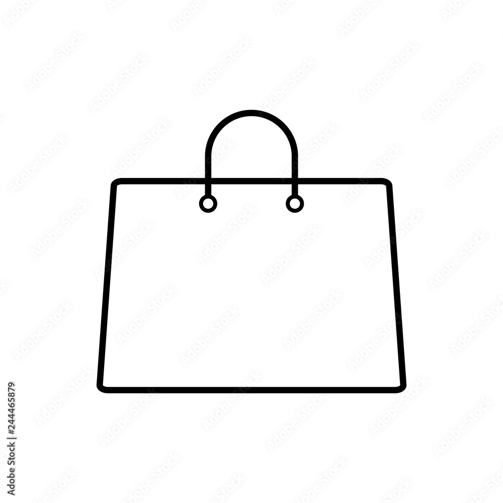 Shopping bag outline icon, logo on white background Shopping bag outline icon, logo on white background