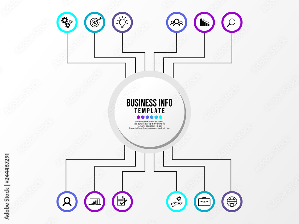 Business Infographics Element Vector Design Template. Data Visualization Timeline with circles, steps, number options most useful can be used for workflow layout, presentation, diagram, annual reports Business Infographics Element Vector Design Template. Data Visualization Timeline with circles, steps, number options most useful can be used for workflow layout, presentation, diagram, annual reports