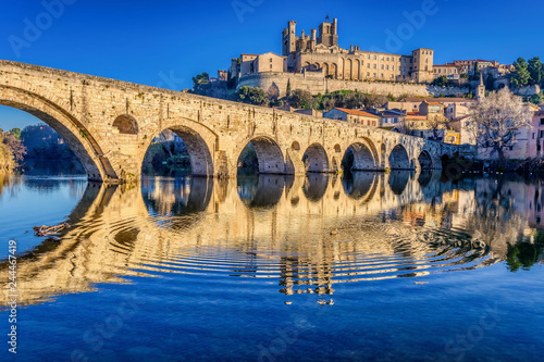 The Old Bridge at Beziers and St. Nazaire Cathedral