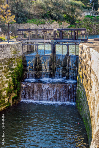 The Fonseranes step locks near the city of Beziers, France, a UNESCO World Heritage site