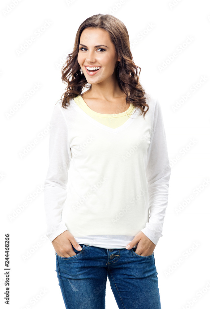 Fototapeta premium Smiling beautiful young woman, isolated